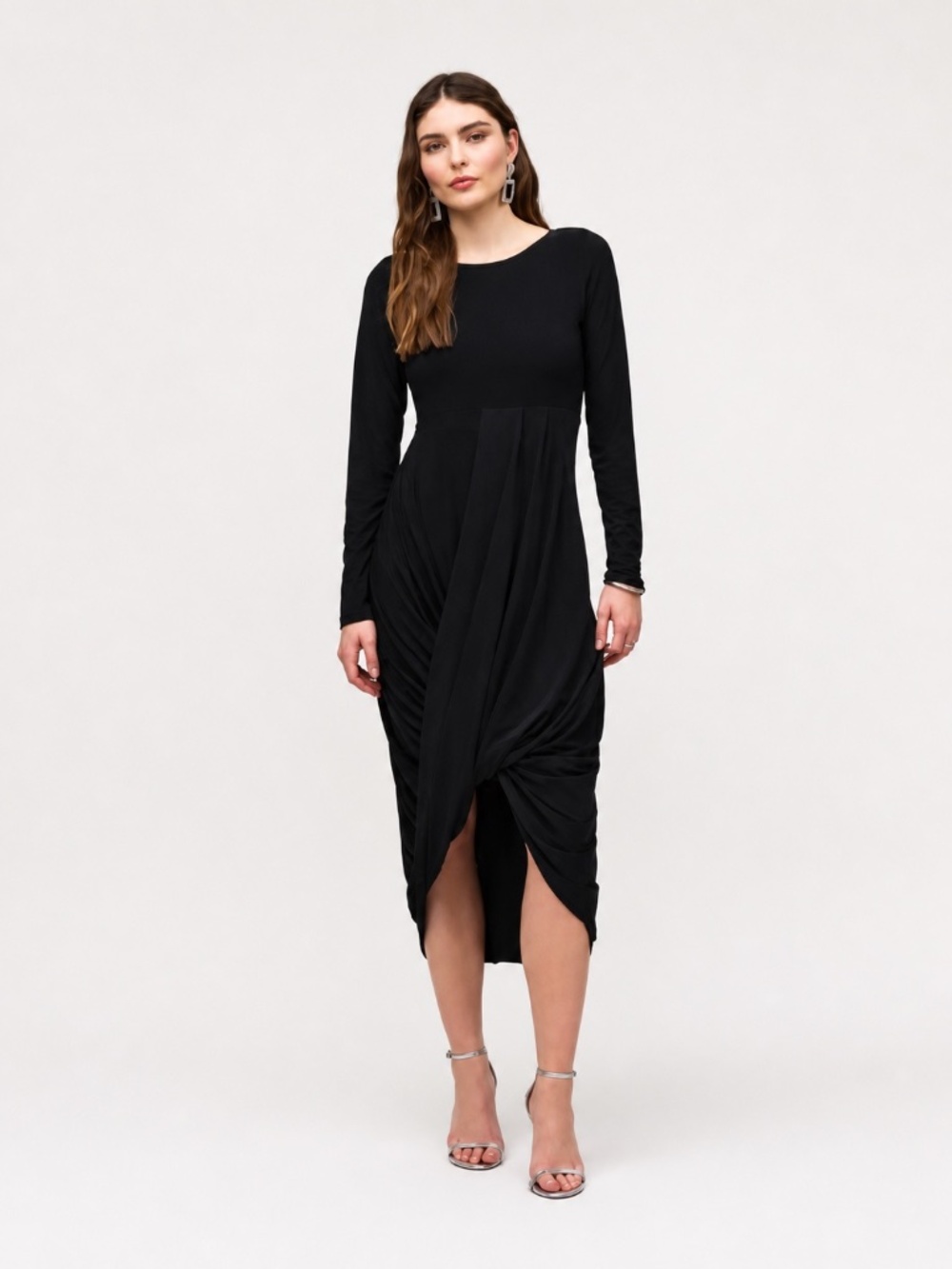 Joseph Ribkoff Midi Black Cocoon Dress | Wedding Guest Summer Dress - Size 6